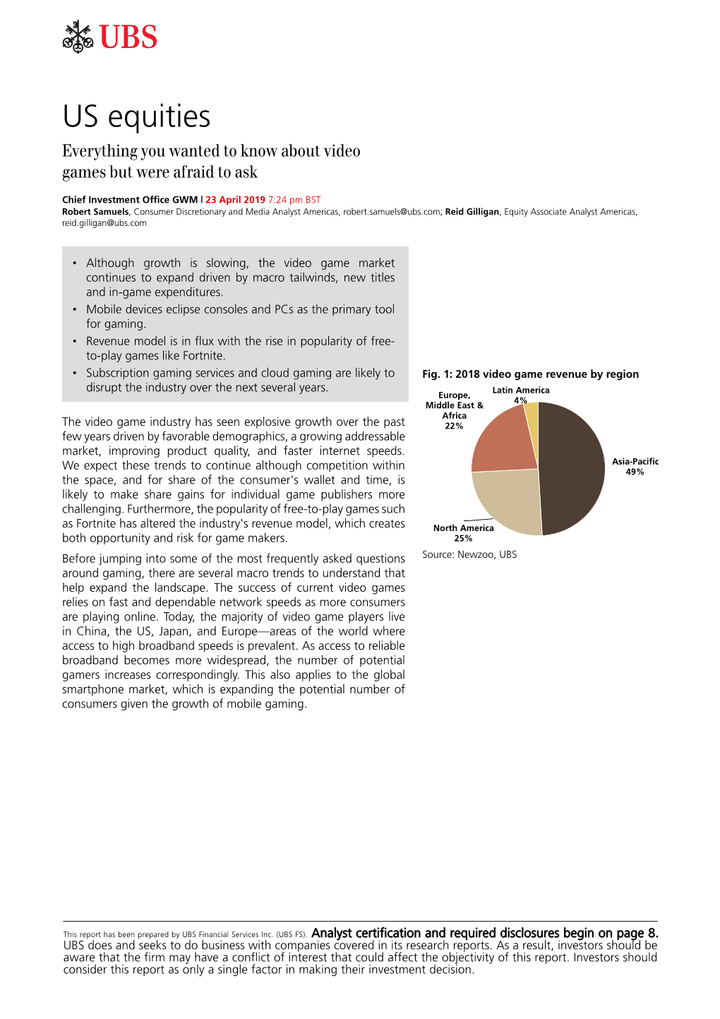 US Equities Everything You Wanted to Know About Video Games but Were Afraid to Ask