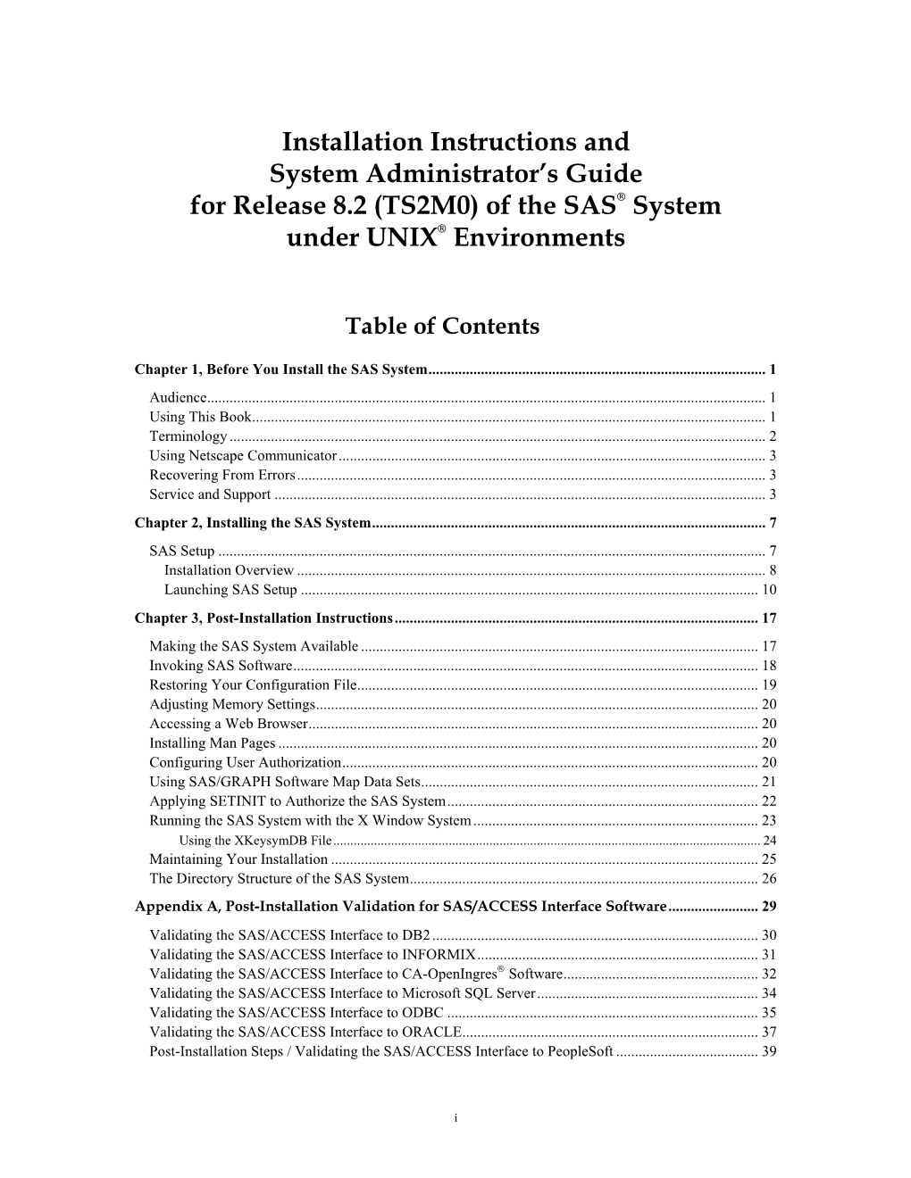 (TS2M0) of the SAS System Under UNIX Environments