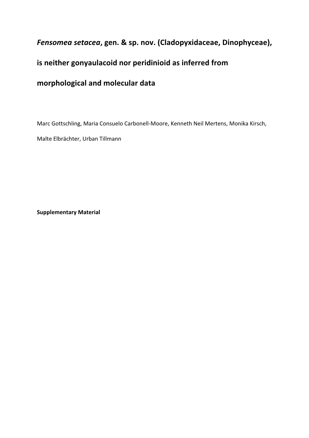 Phylogenetics of Cladopyxidoiddinophytes