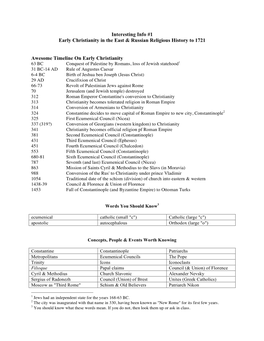 Interesting Info #1 Early Christianity in the East & Russian Religious History to 1721 Awesome Timeline on Early Christianit