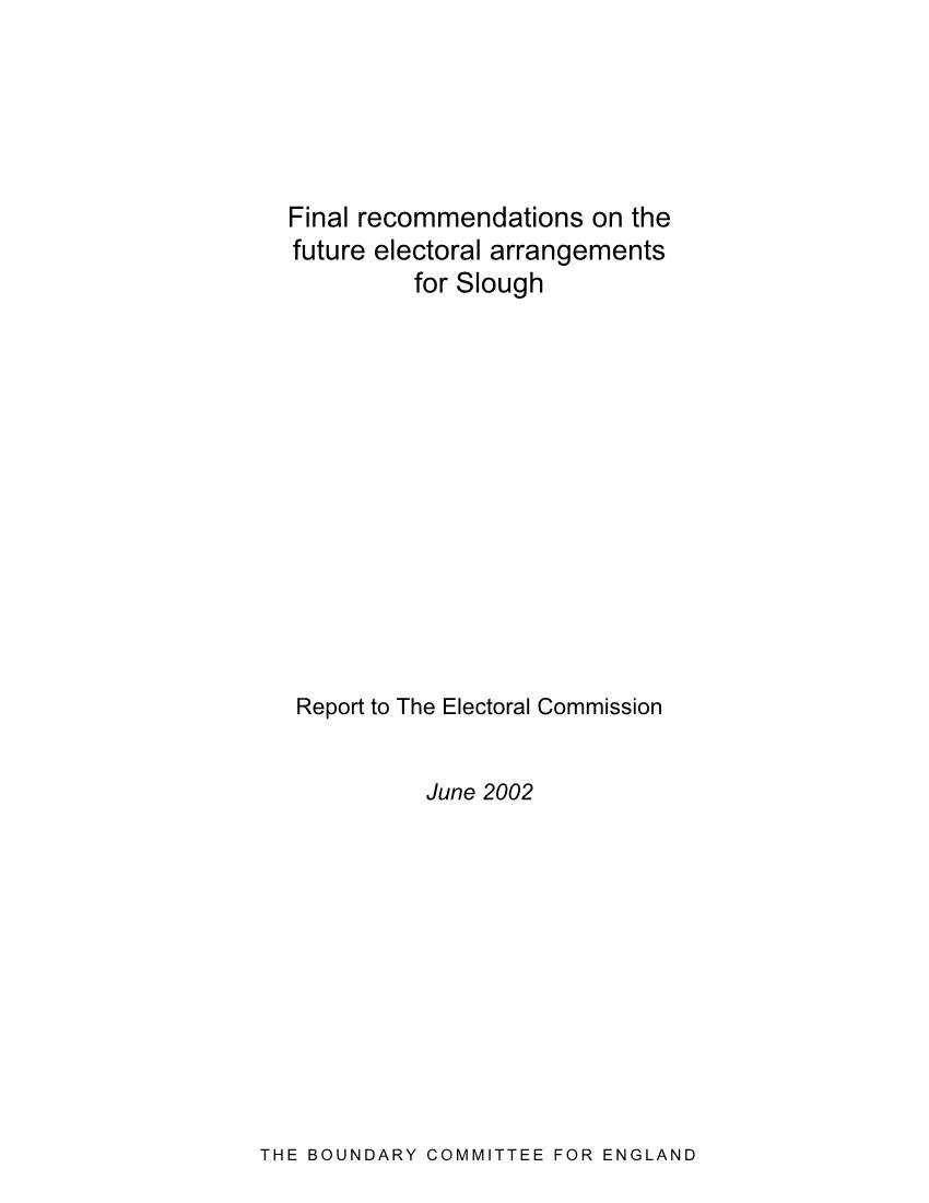 Final Recommendations on the Future Electoral Arrangements for Slough