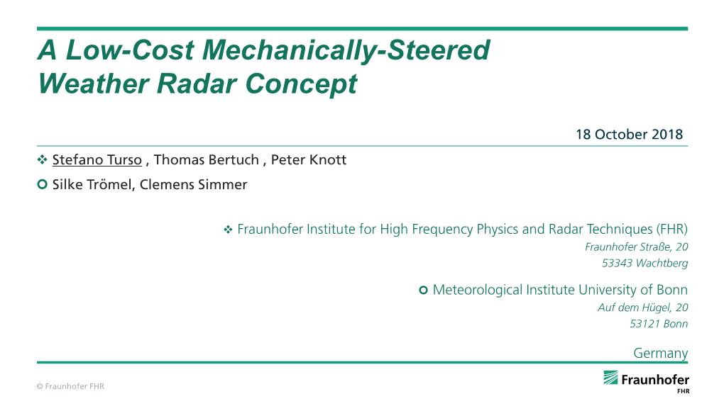 A Low-Cost Mechanically-Steered Weather Radar Concept