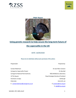 Using Genetic Research to Help Secure the Long-Term Future of the Capercaillie in the UK