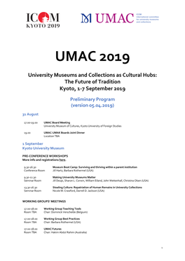 Umac 2019 Detailed Program
