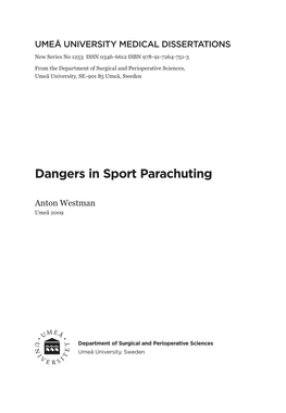 Dangers in Sport Parachuting