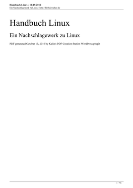 Handbuch Linux - 10-19-2016 Ein Nachschlagewerk Zu Linux