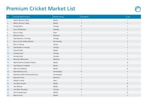 Premium Cricket Markets