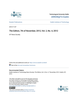 The Edition, 7Th of November, 2012, Vol. 2, No. 4, 2012