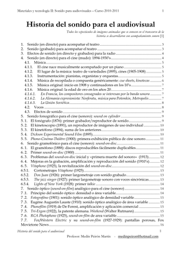 Historia Del Sonido Para El Audiovisual