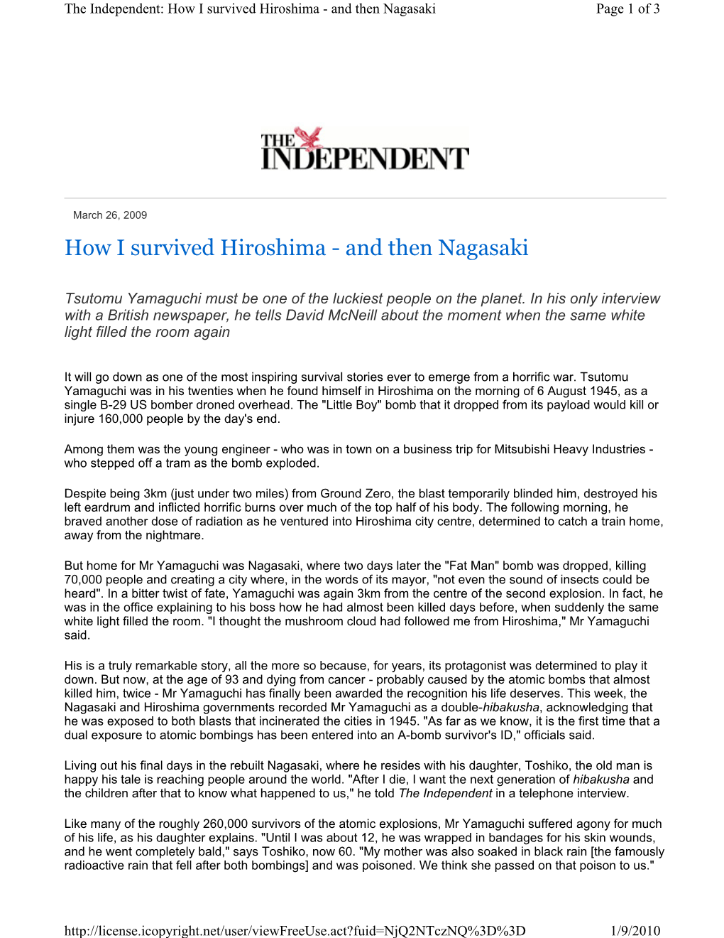 How I Survived Hiroshima - and Then Nagasaki Page 1 of 3