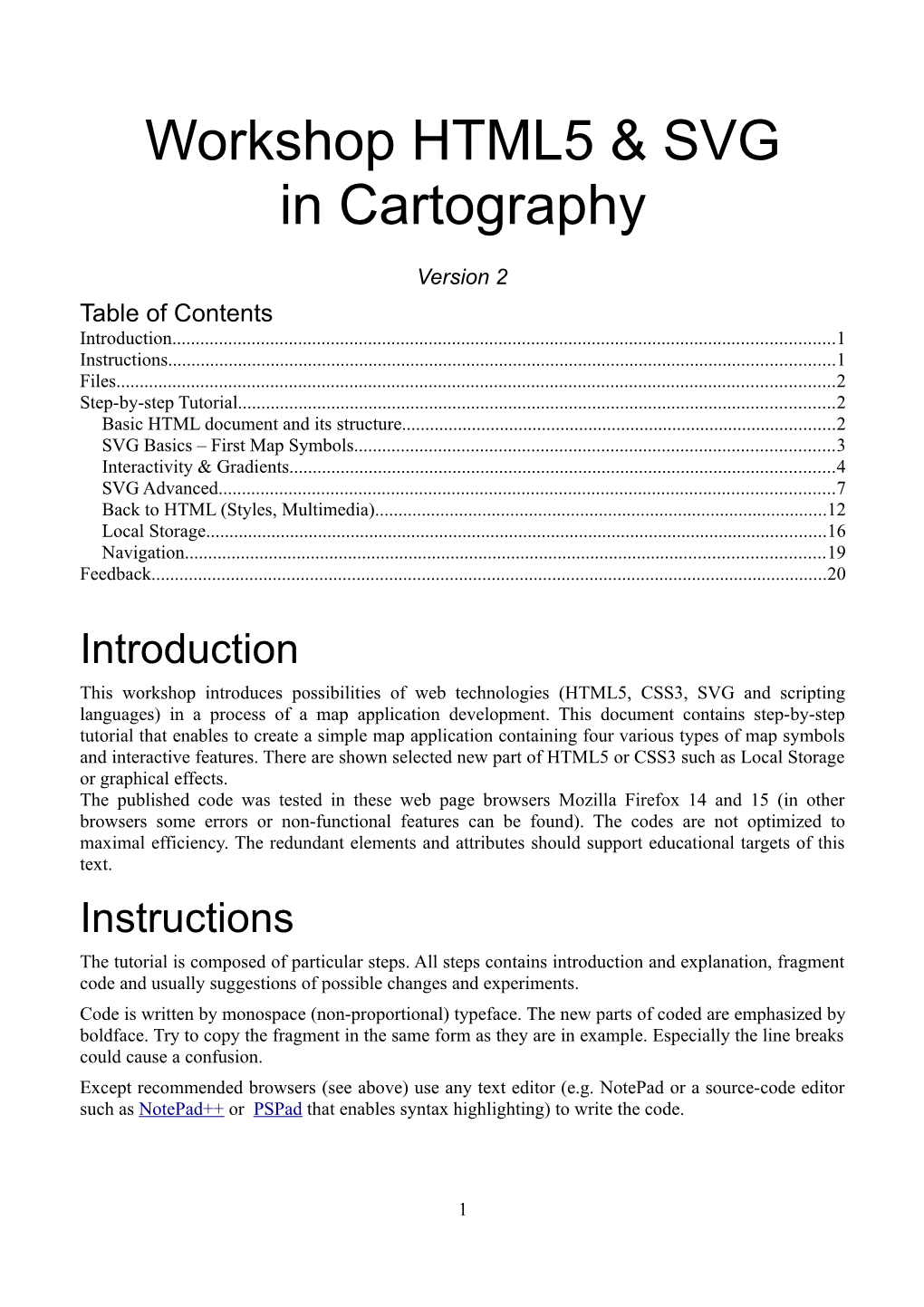 Workshop HTML5 & SVG in Cartography