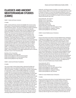 Classics and Ancient Mediterranean Studies (CAMS) 1