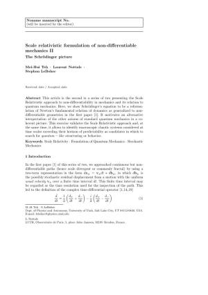 Scale Relativistic Formulation of Non-Differentiable Mechanics II