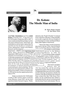Dr. Kalam: the Missile Man of India