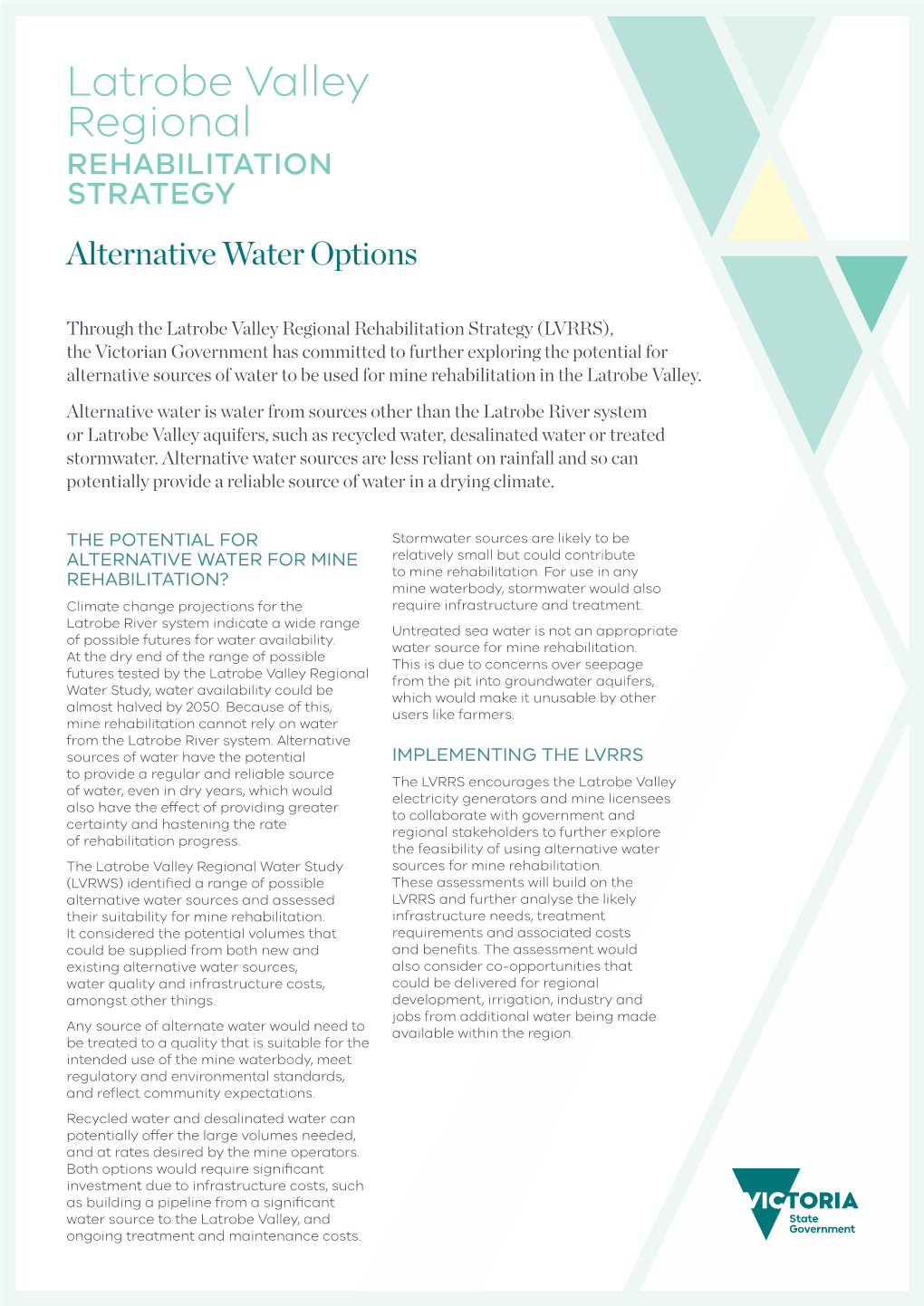Latrobe Valley Regional REHABILITATION STRATEGY Alternative Water Options