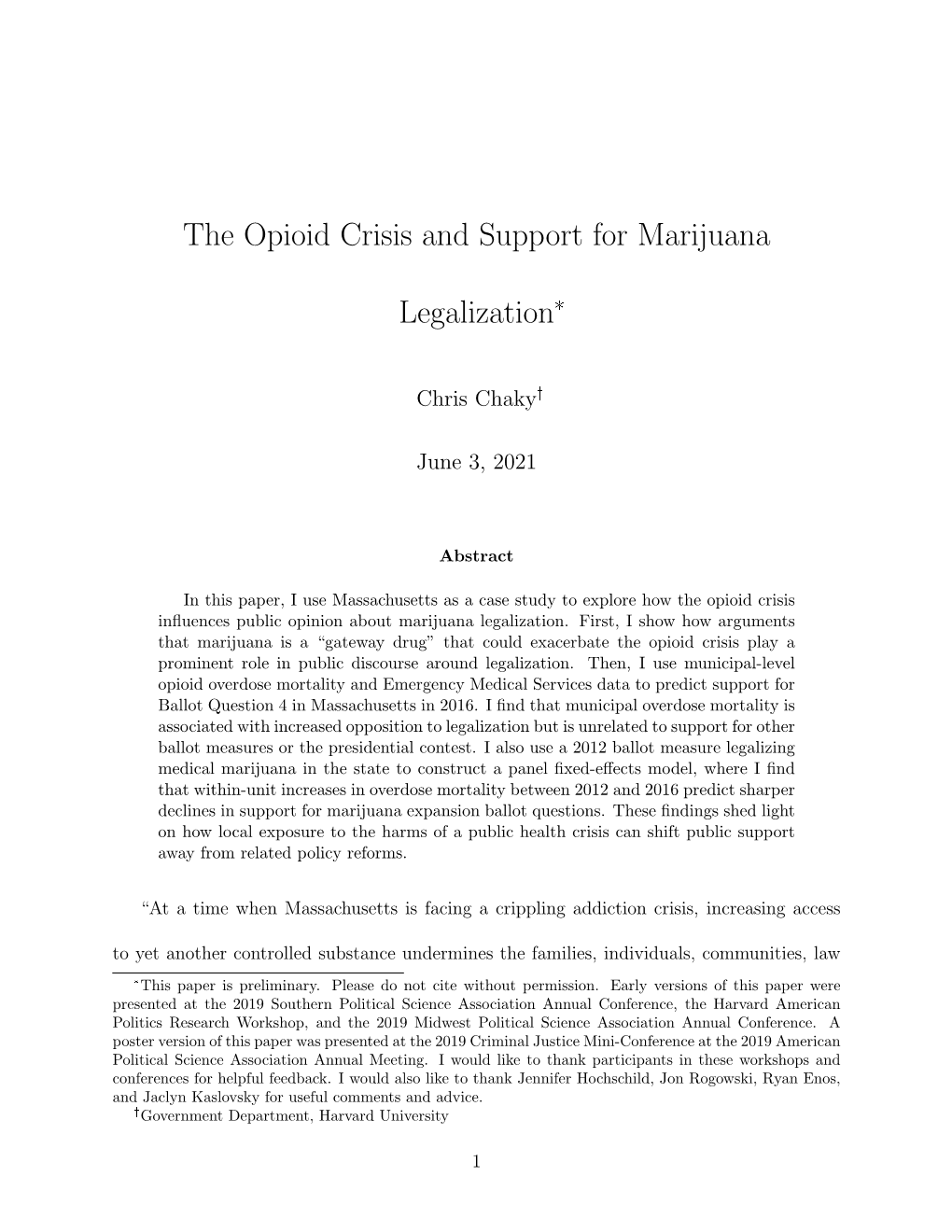 The Opioid Crisis and Support for Marijuana Legalization in 2016