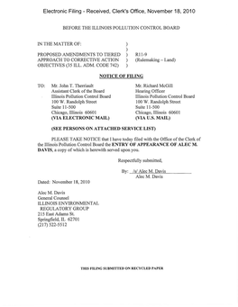 Electronic Filing - Received, Clerk's Office, November 18, 2010
