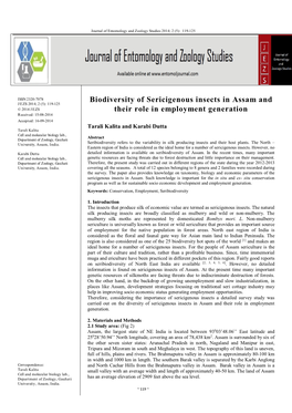 Biodiversity of Sericigenous Insects in Assam and Their Role in Employment Generation