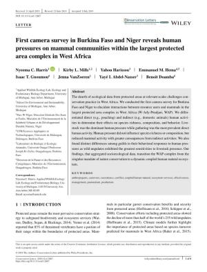 First Camera Survey in Burkina Faso and Niger Reveals Human Pressures on Mammal Communities Within the Largest Protected Area Complex in West Africa