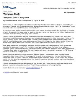 Vampires Suck Showtimes - the Boston Globe 10-09-14 7:39 PM