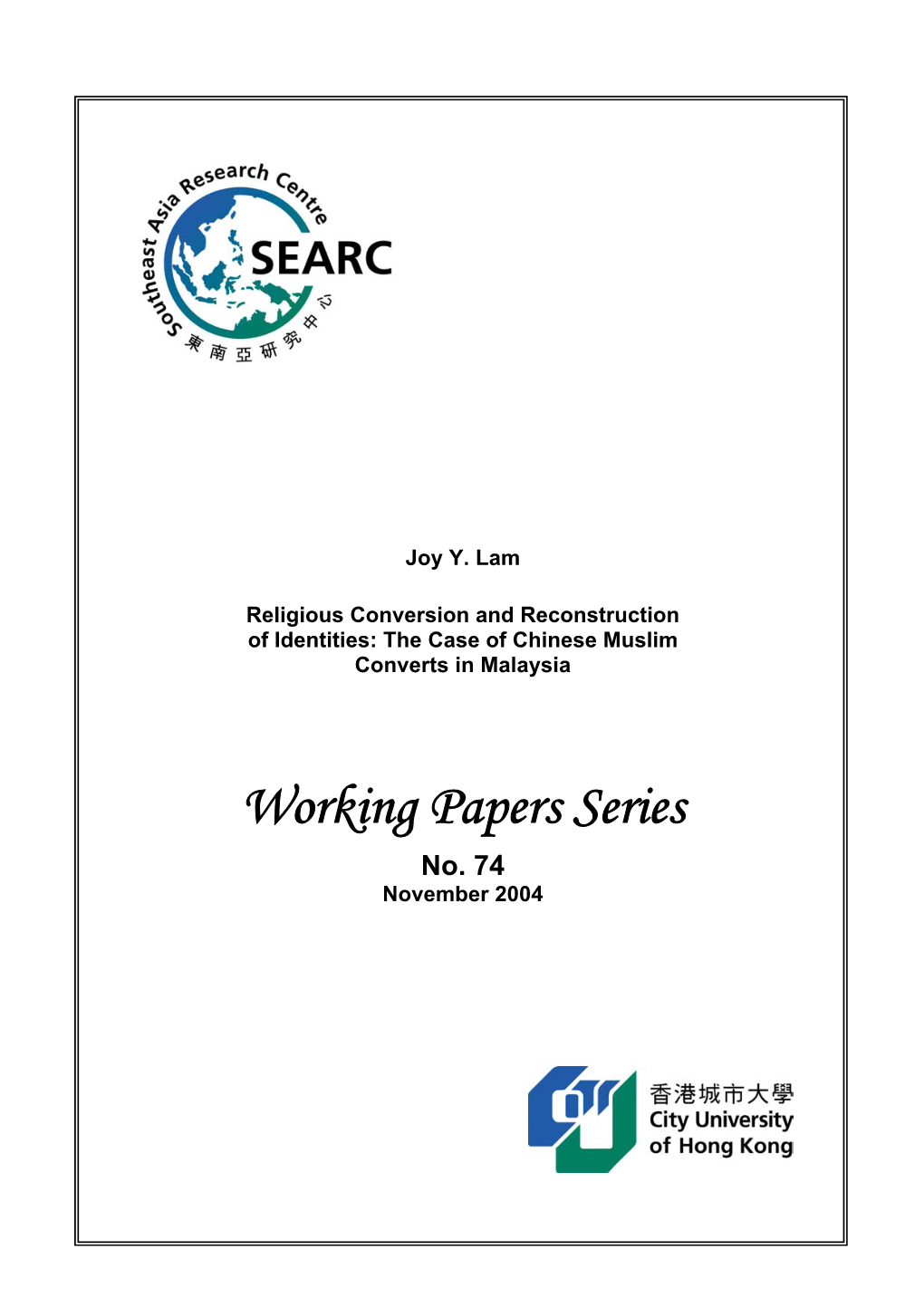 Working Papers Series No