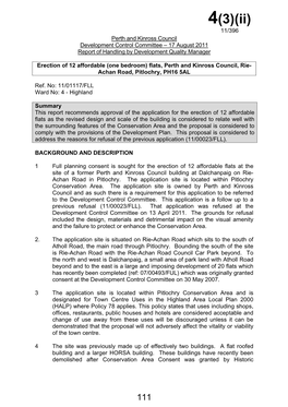 Perth and Kinross Council Development Control Committee – 17 August 2011 Report of Handling by Development Quality Manager