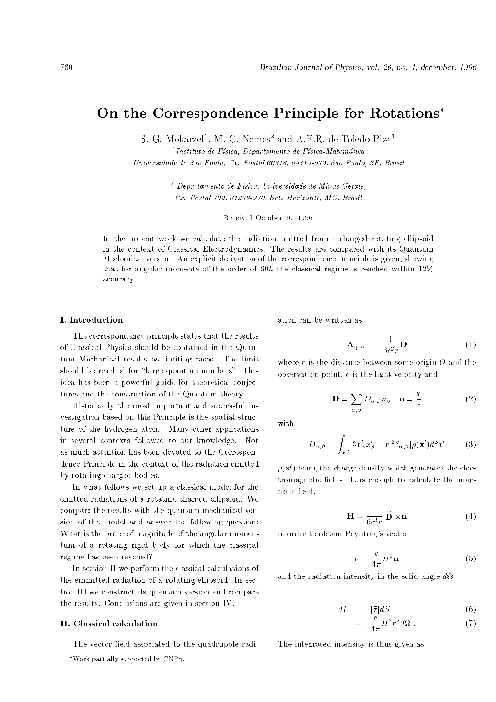 On the Correspondence Principle for Rotations