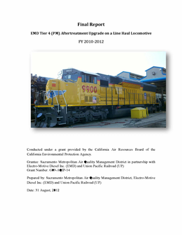 EMD Tier 4 (PM) Aftertreatment Upgrade on a Line Haul Locomotive