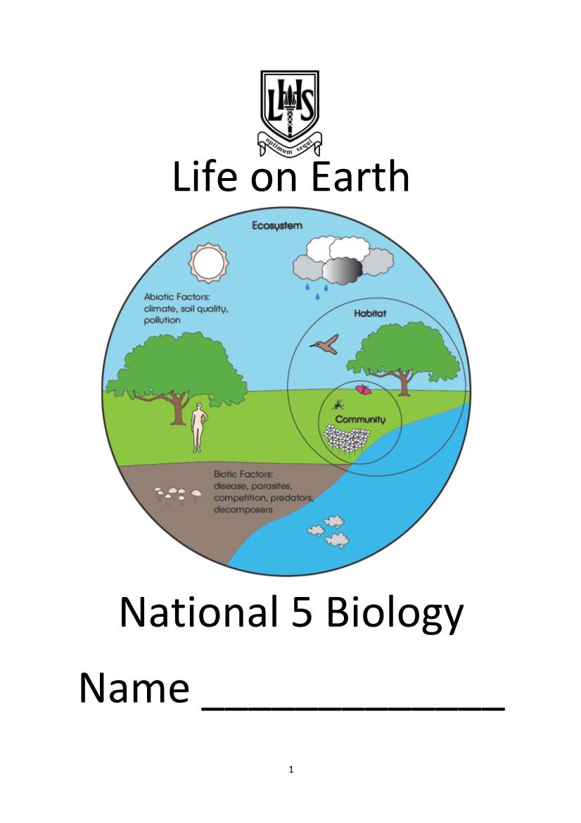 Life on Earth National 5 Biology Name