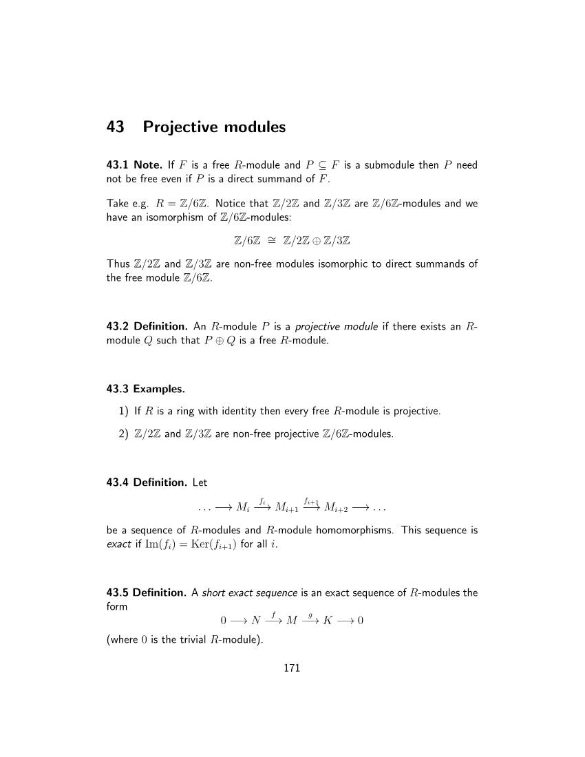 43 Projective Modules