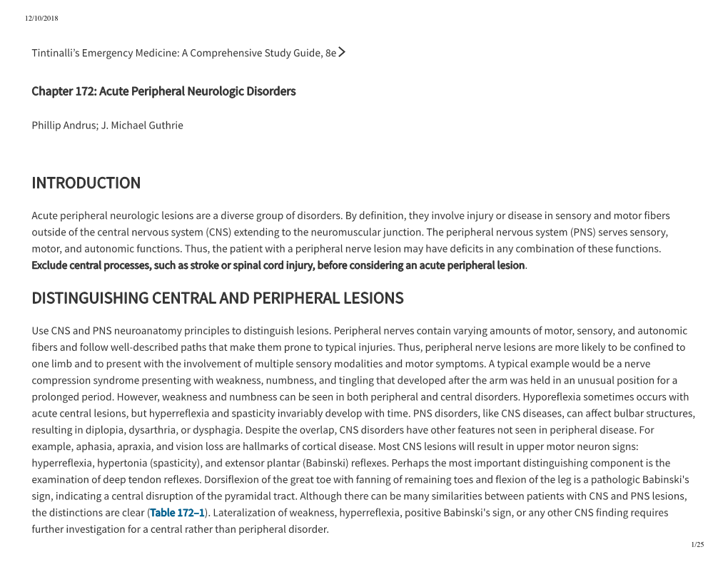 Ch 172 Acute Peripheral Neurologic Disorders