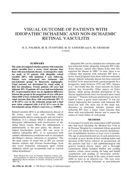 Visual Outcome of Patients with Idiopathic Ischaemic and Non-Ischaemic Retinal Vasculitis