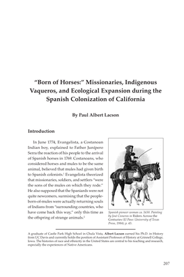 “Born of Horses:” Missionaries, Indigenous Vaqueros, and Ecological Expansion During the Spanish Colonization of California