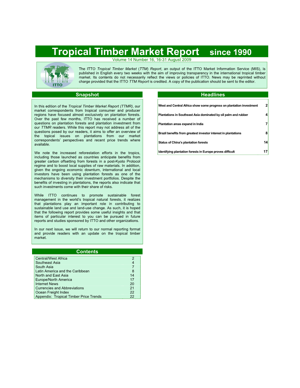 ITTO Tropical Timber Market Report