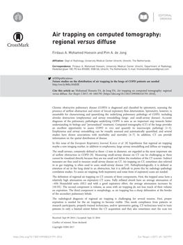 Air Trapping on Computed Tomography: Regional Versus Diffuse