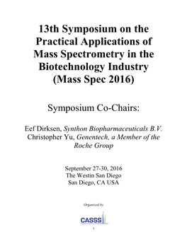 6Th Symposium on the Practical Applications of Mass