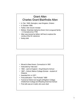 Grant Allen Charles Grant Blairfindie Allen • B