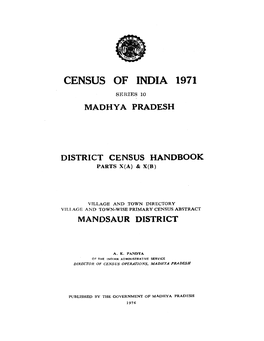 District Census Handbook, Mandsaur, Part X