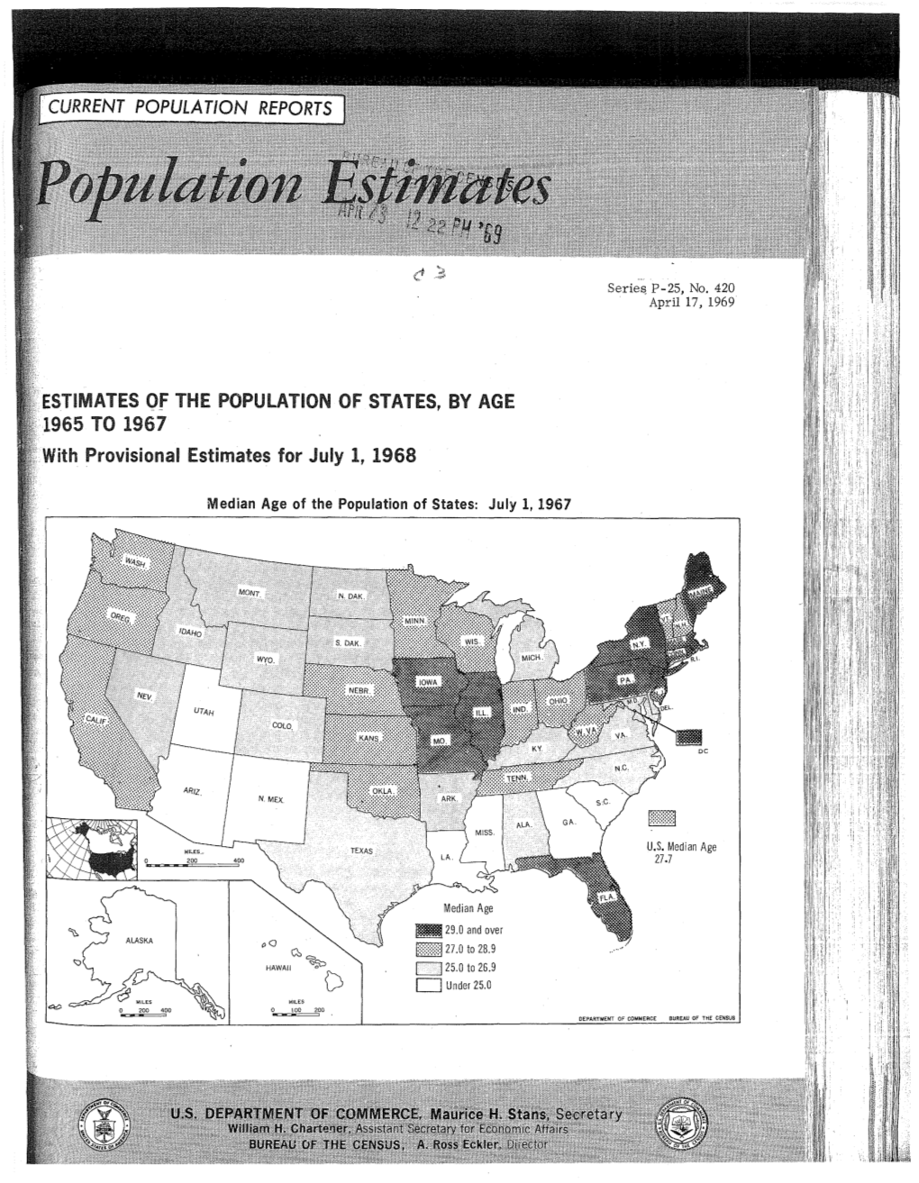 ESTIMATES Qf the POPULATION of STATES, by AGE 1965 to 1967 with Provisional Estimates for July 1, 1968
