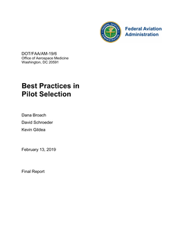 Best Practices in Pilot Selection