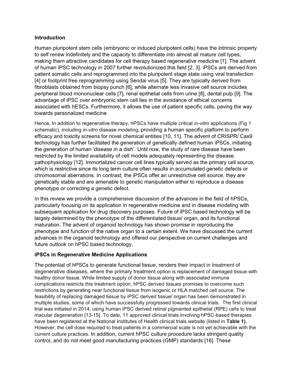 Introduction Human Pluripotent Stem Cells (Embryonic Or Induced