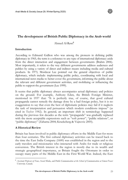 The Development of British Public Diplomacy in the Arab World
