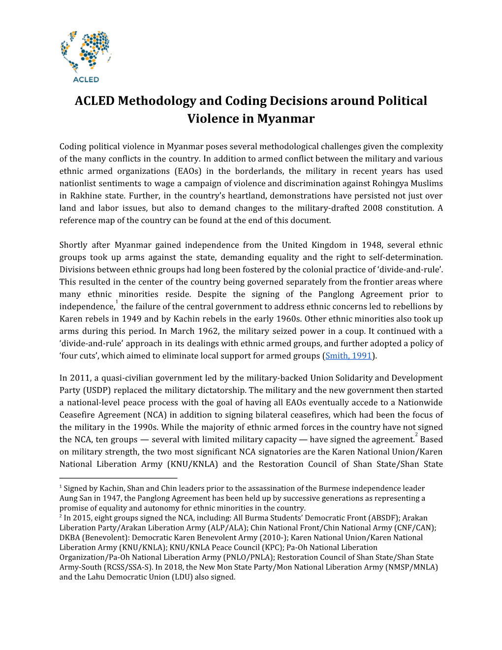 ACLED Methodology and Coding Decisions Around Political Violence in Myanmar