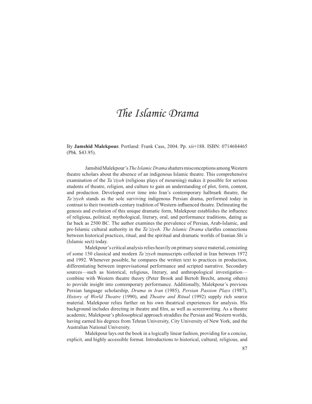 The Islamic Drama