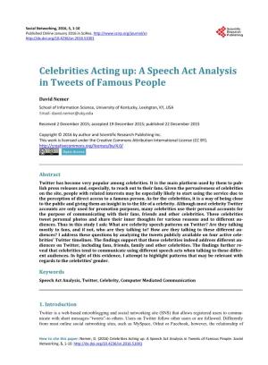 Celebrities Acting Up: a Speech Act Analysis in Tweets of Famous People