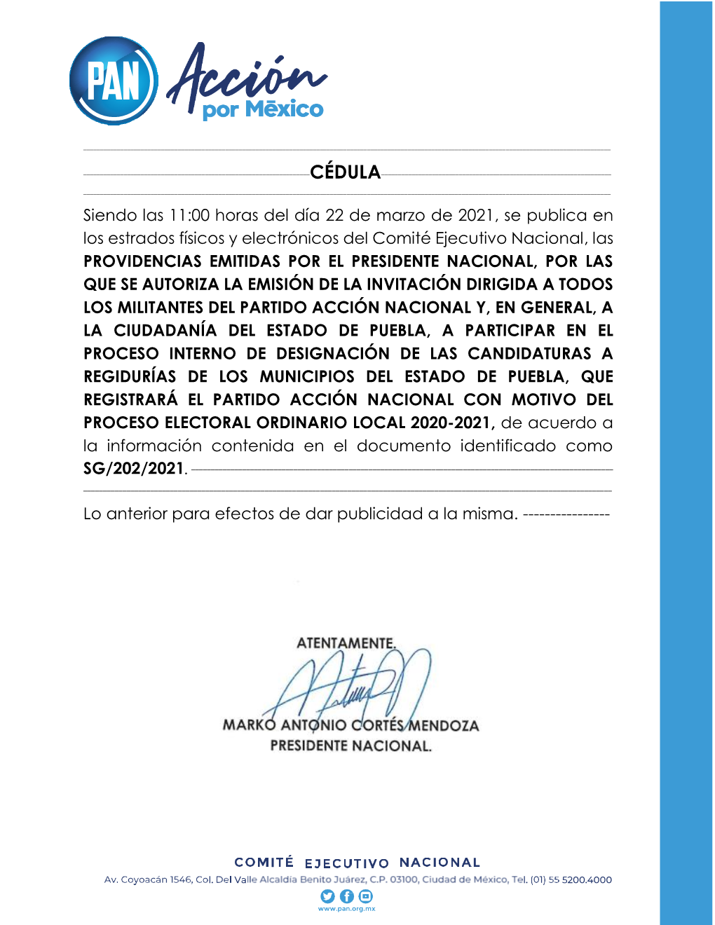 Siendo Las 11:00 Horas Del Día 22 De Marzo De 2021, Se Publica En Los