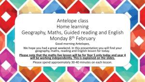 Antelope Class Home Learning 8.02.21