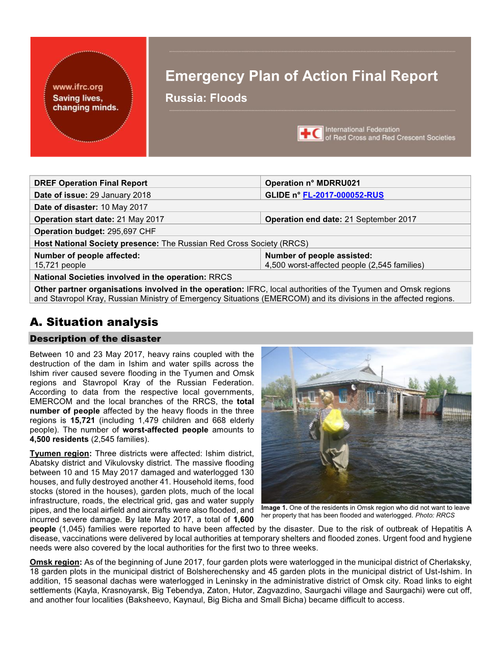 Emergency Plan of Action Final Report Russia: Floods