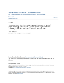 A Brief History of International Interlibrary Loan Teresa M