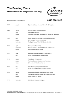The Passing Years Milestones in the Progress of Scouting S